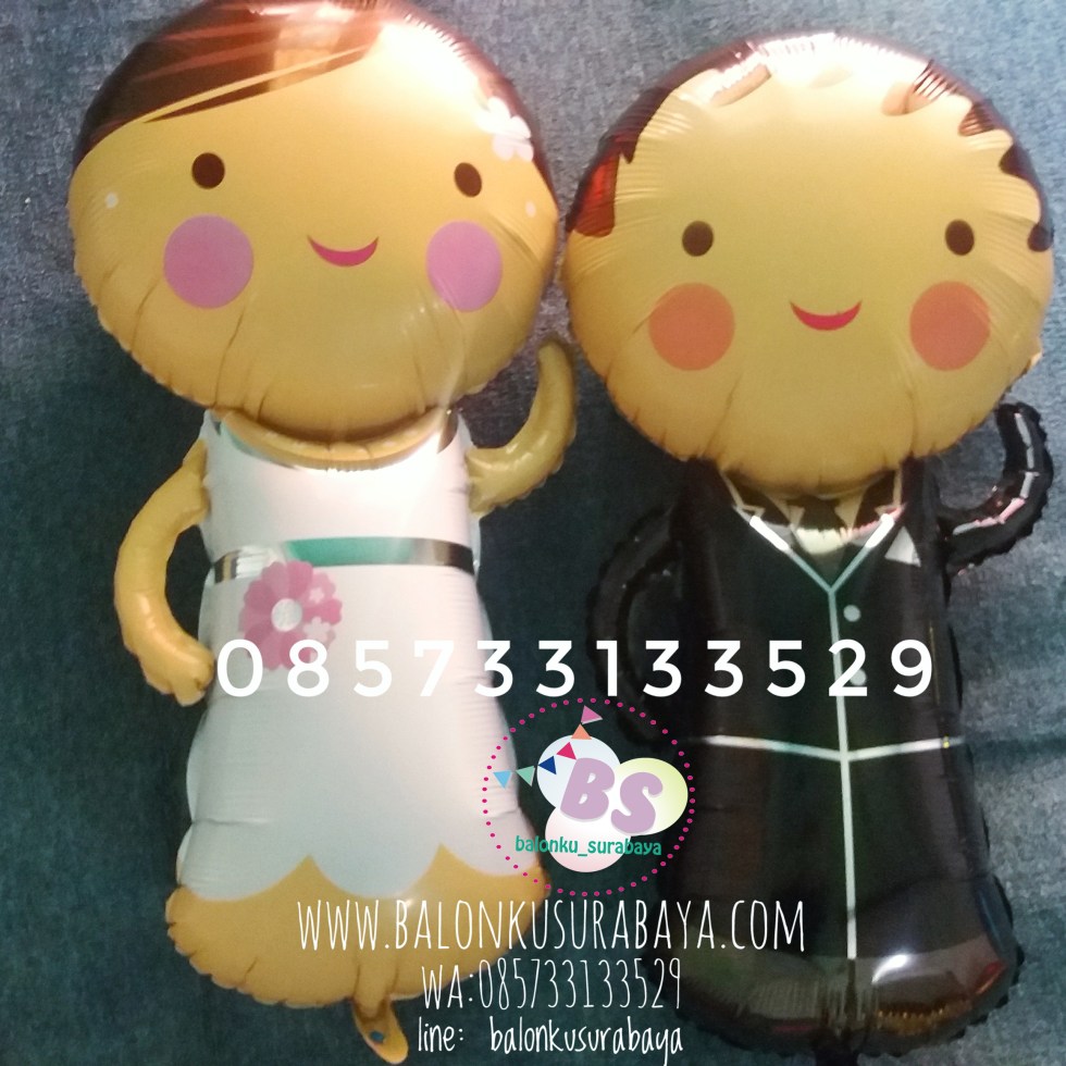 Balon Foil Pengantin, dekorasi balon, balon sablon, parcel balon, balon gas, party planner, distributor balon