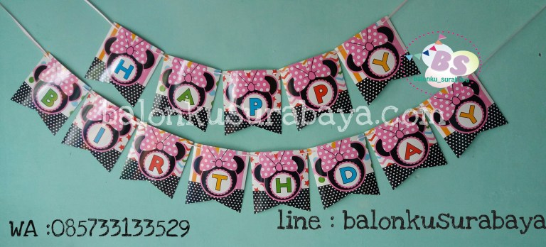 bunting flag minie mouse, balon doff, balon latex doff, balon ulang tahun, balon dekorasi, balon foil, balon metalik, balon twist, balon latex, balon huruf, balon angka, supplier balon, dekorasi balon, sablon balon, confetti, bendera ulang tahun, balon LED, lampion terbang