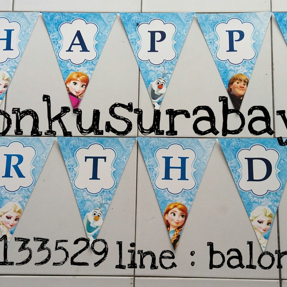 Bunting flag, flag banner, bendera ulang tahu, ulang tahun frozen