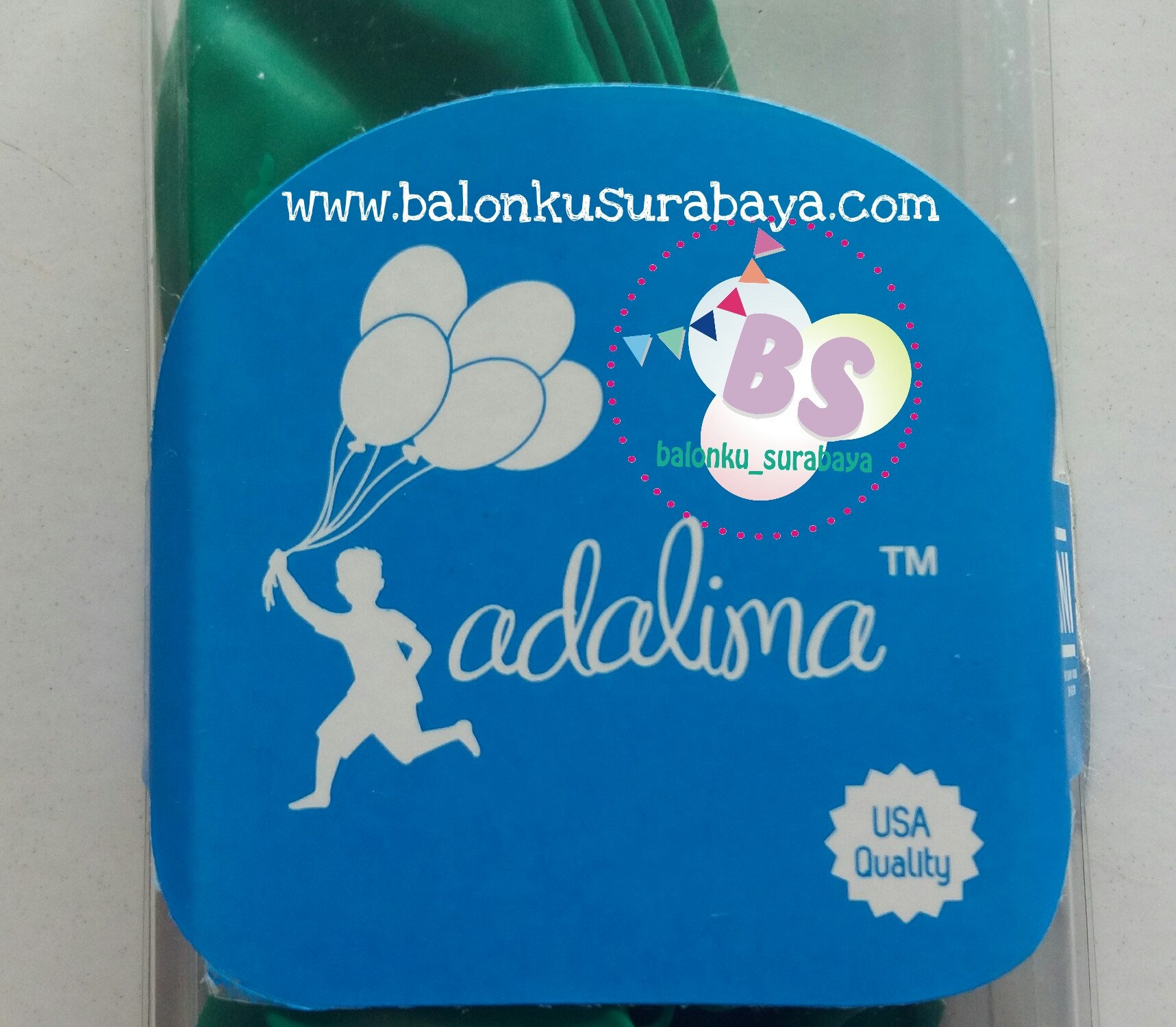 balon latex adalima warna hijau mint crystal, balon doff, balon metalik