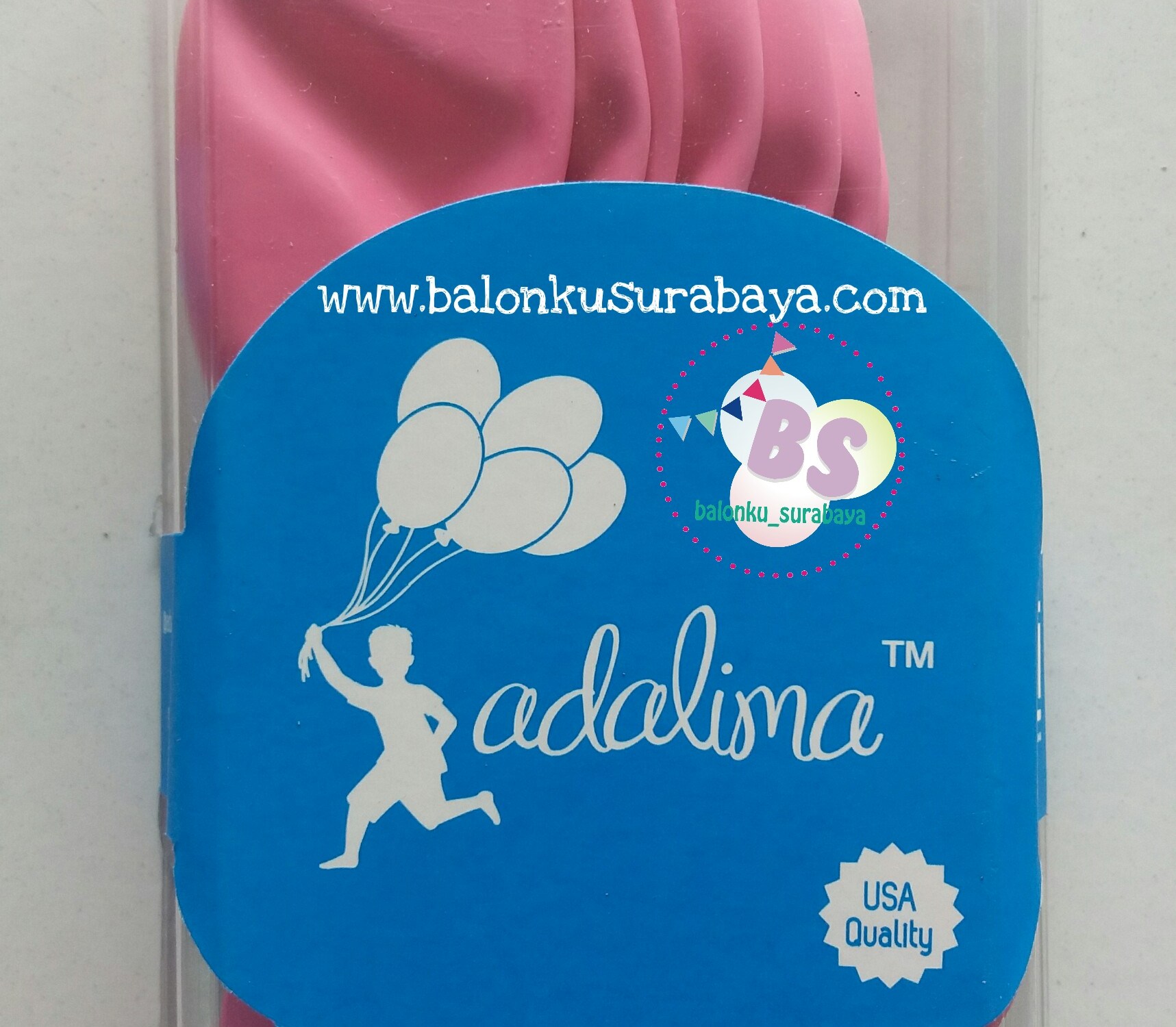 Balon latex adalima warna pink rose crystal, balon doff, balon metalik