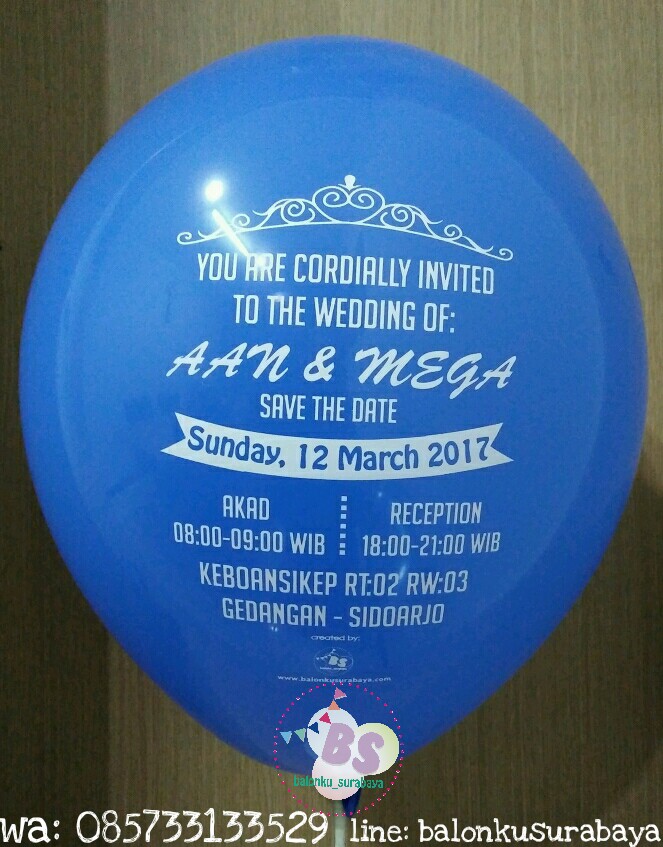 Balon sablon, balon print, undangan pernikahan unik, undangan pernikahan murah