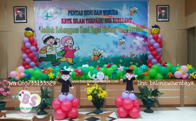 Dekorasi pentas seni sekolah, dekorasi balon surabaya, dekorasi panggung pentas seni anak, dekorasi balon sidoarjo