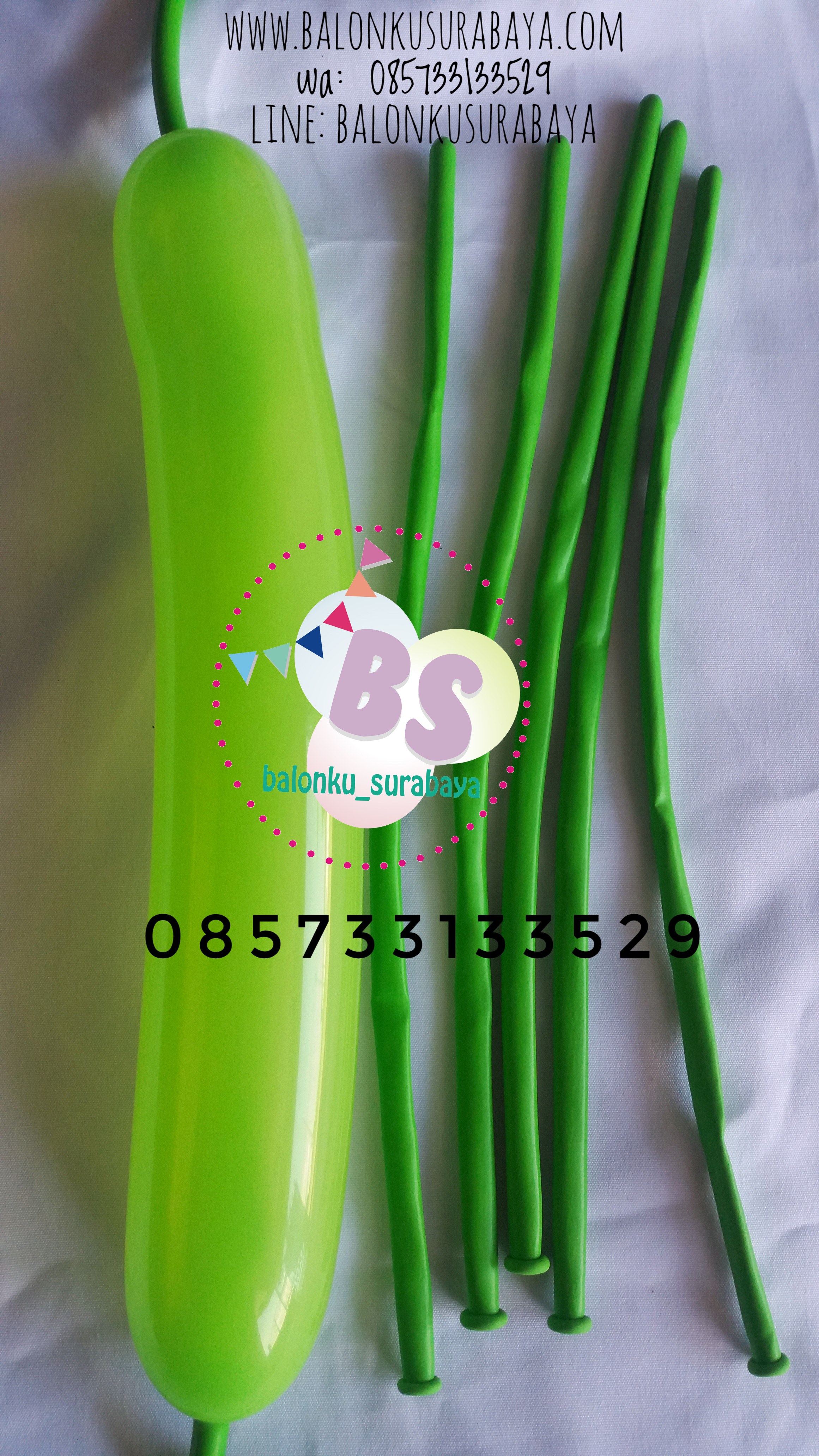 Balon Panjang, Balon Twist, Balon Pentil Warna Hijau Lime, distributor balon, party planner, balon promosi, dekorasi balon