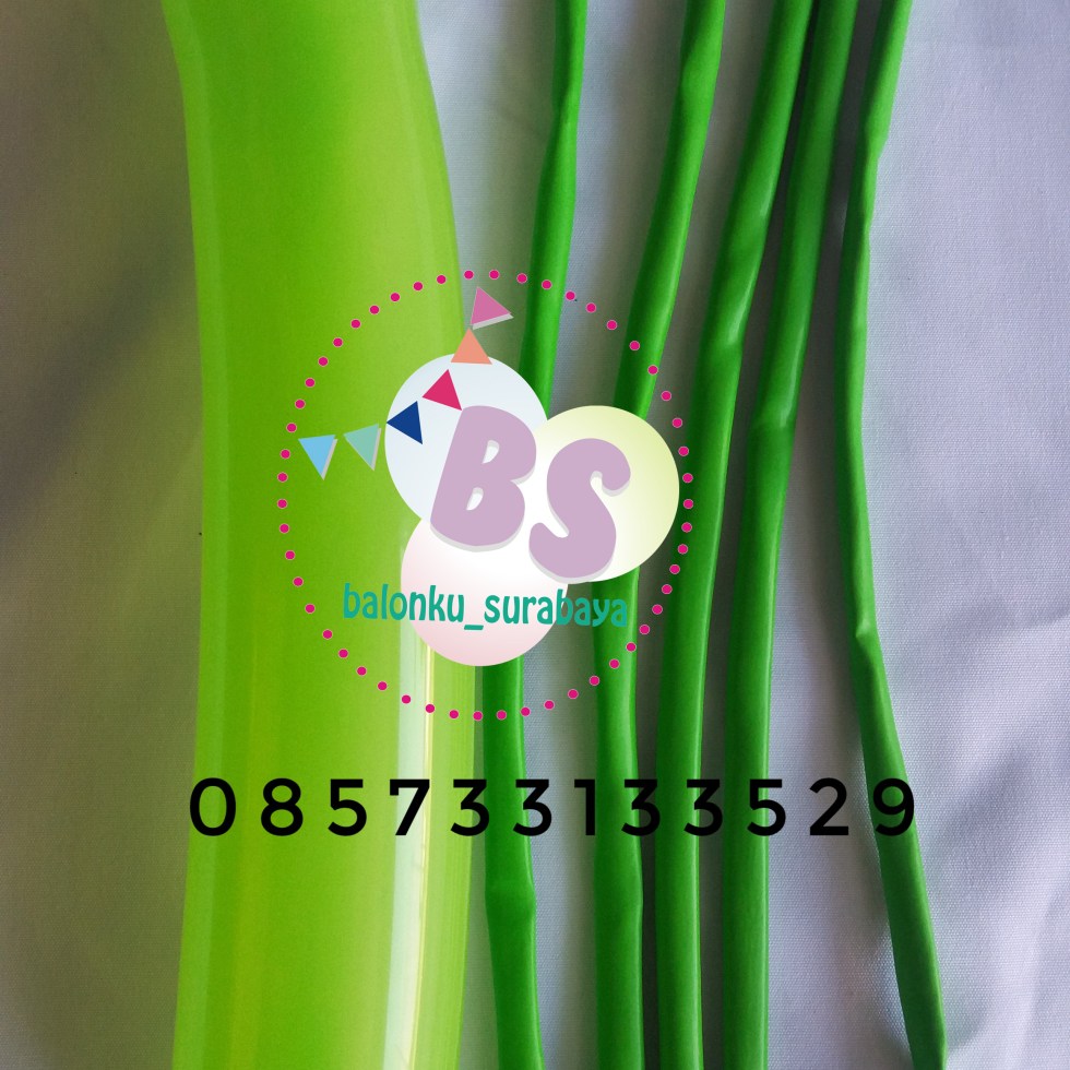 Balon Panjang, Balon Twist, Balon Pentil Warna Hijau Lime, distributor balon, party planner, balon promosi, dekorasi balon