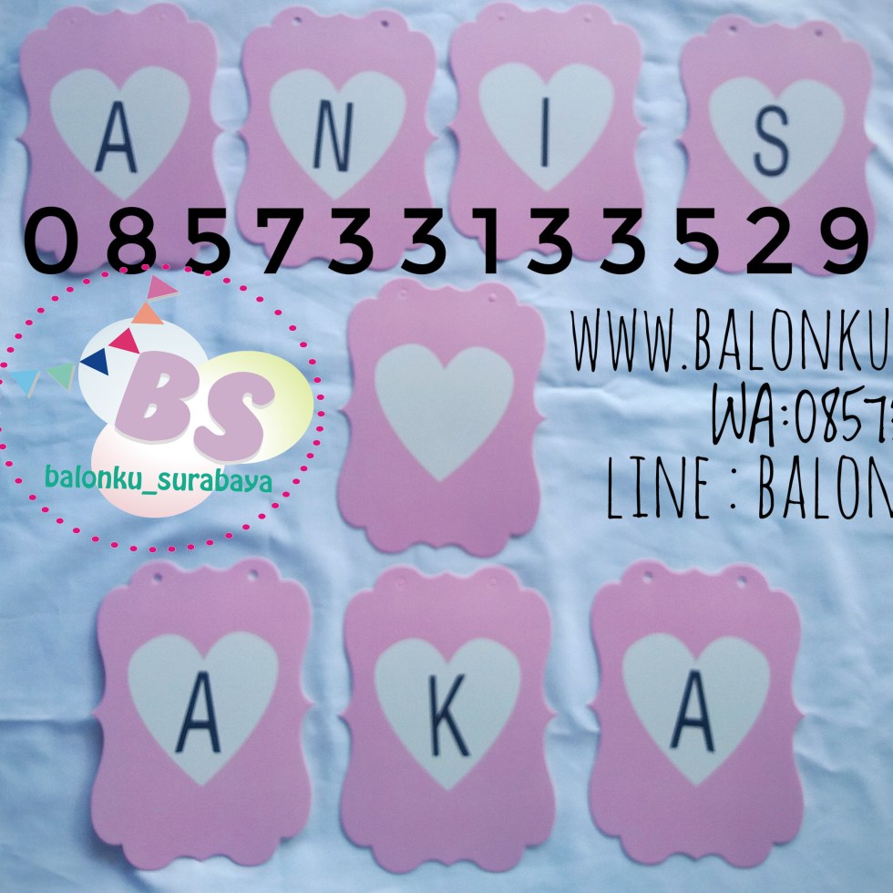 Bunting Flag Nama, party planner, dekorasi balon, distributor balon, balon print, balon promosi, balon gas