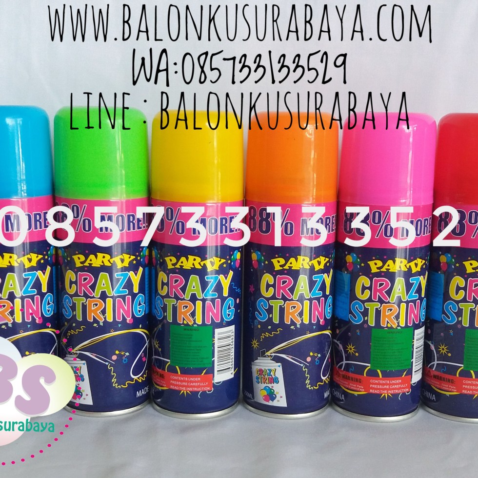 String spray, party planner, dekorasi balon, distributor balon, balon print, balon promosi, balon gas