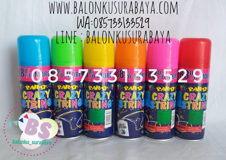 String spray, party planner, dekorasi balon, distributor balon, balon print, balon promosi, balon gas