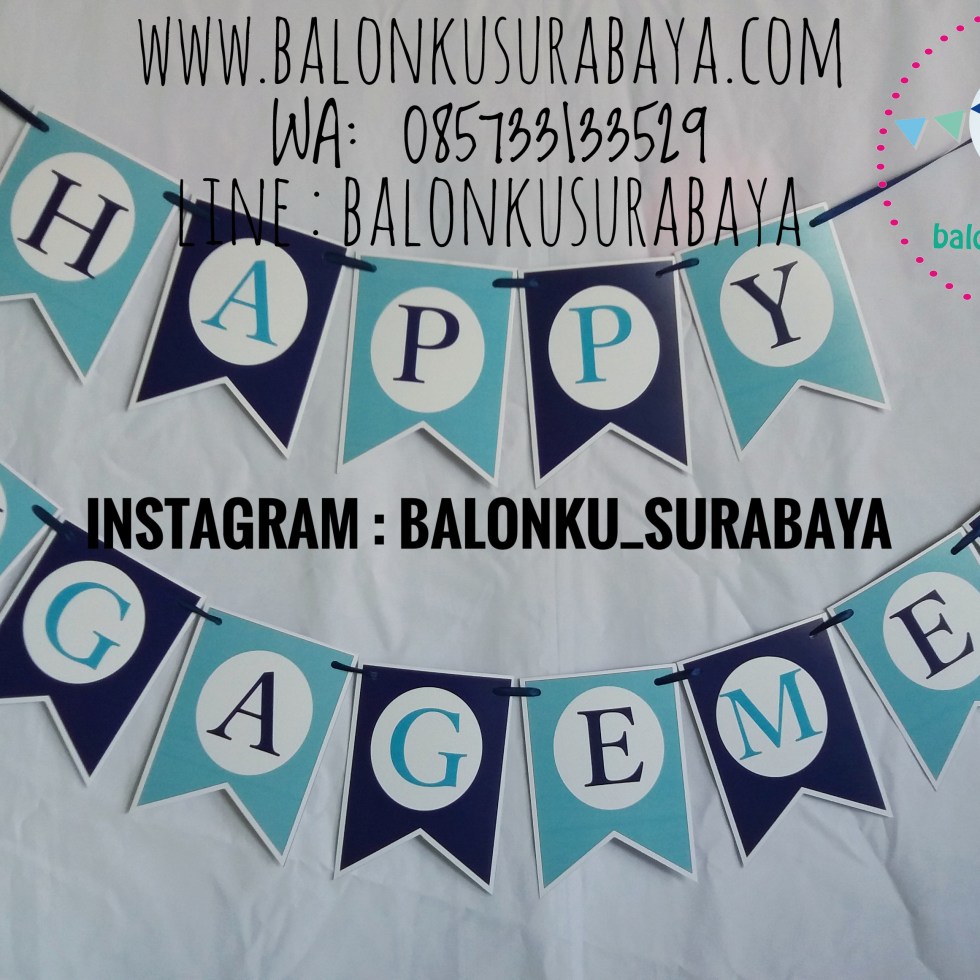 Bunting Flag Nama, party planner, dekorasi balon, distributor balon, balon print, balon promosi, balon gas