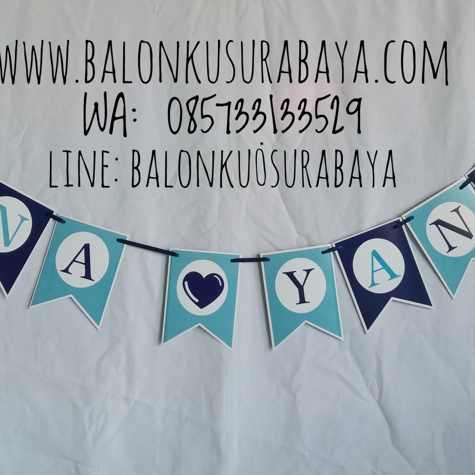 Bunting Flag Custom Nama, party planner, dekorasi balon, distributor balon, balon print, balon promosi, balon gas