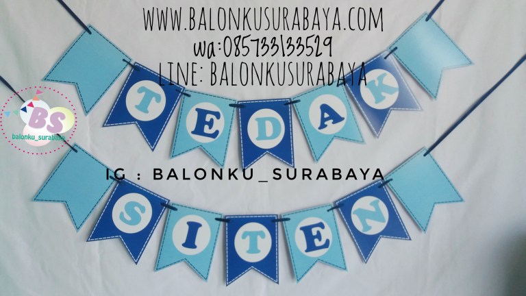 Bunting Flag Custom Nama, Bunting flag Tedak Siten, party planner, dekorasi balon, distributor balon, balon print, balon promosi, balon gas