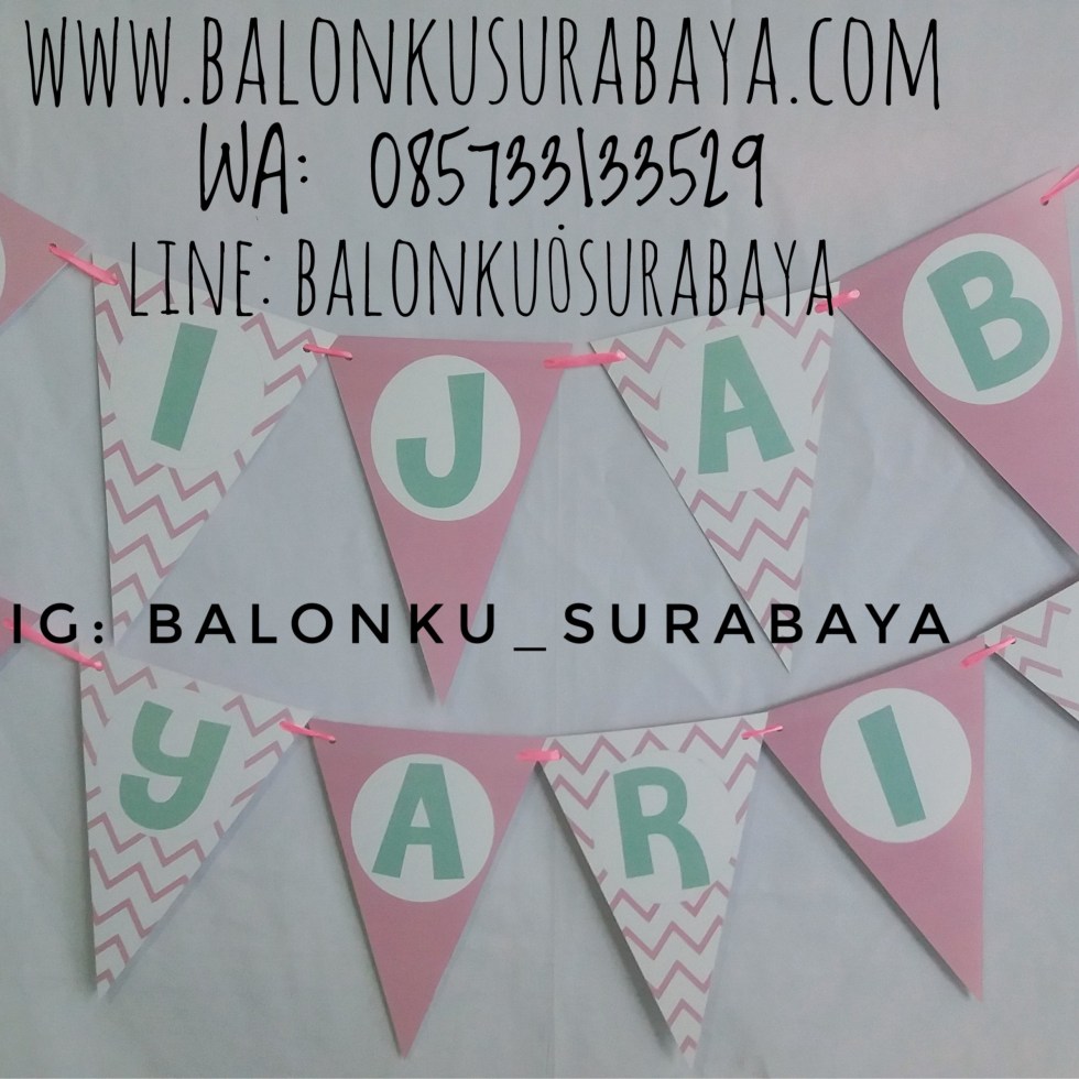 Bunting Flag Custom Nama, Bunting flag Aqiqah, party planner, dekorasi balon, distributor balon, balon print, balon promosi, balon gas