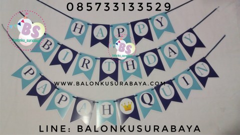 Bunting Flag / Flag Banner / Tulisan Dinding Custom Happy Birthday Papah Quin