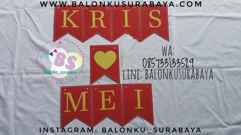 Bunting Flag Custom Nama, Bunting flag Aqiqah, party planner, dekorasi balon, distributor balon, balon print, balon promosi, balon gas