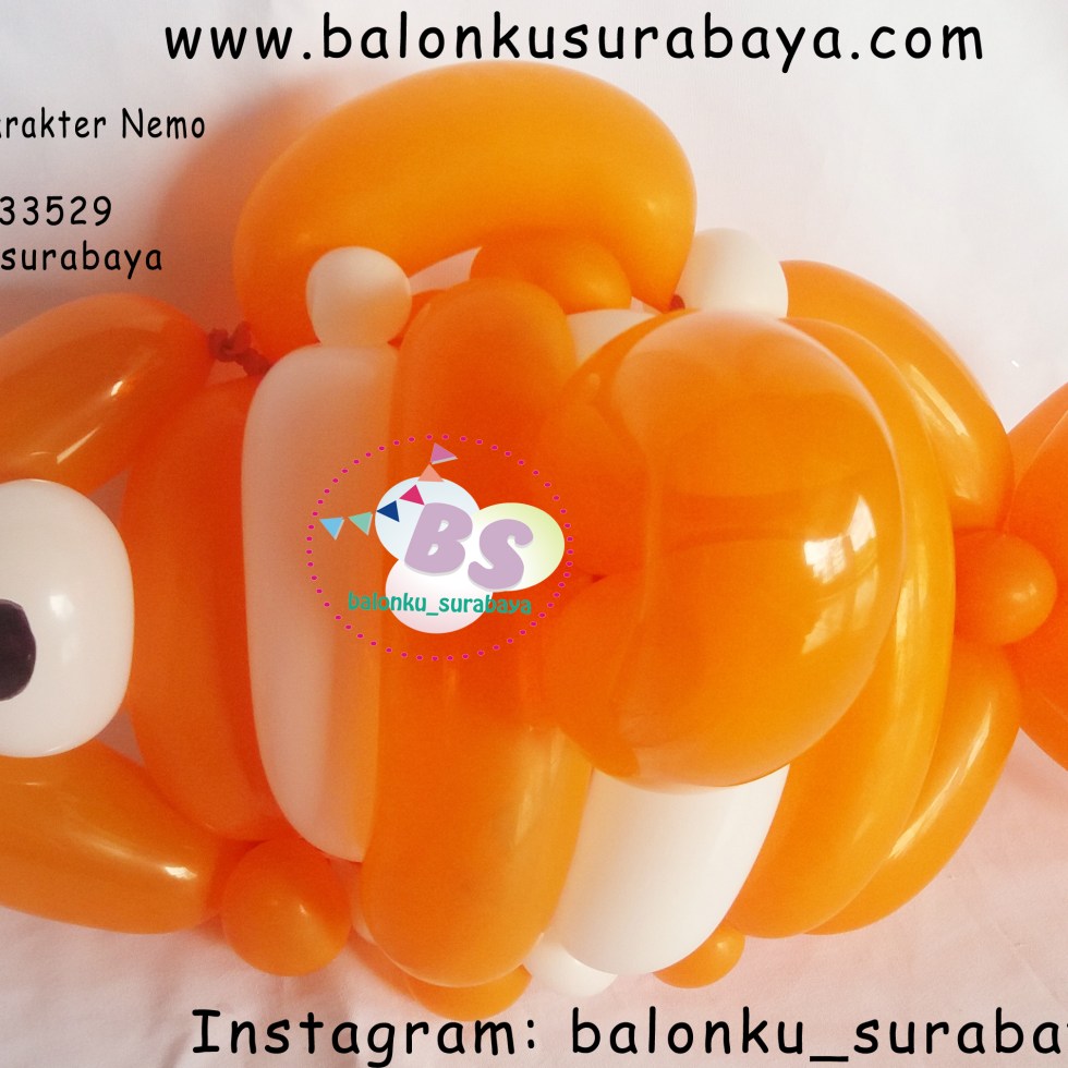 Jual balon custom karakter nemo, Jual Balon tongkat karakter, Jual balon foil, Jual balon latex, Balon sablon, Balon Custom, Dekorasi balon, Balon Promosi, Balon gas surabaya