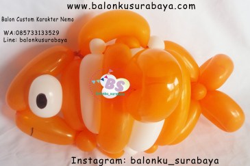 Jual balon custom karakter nemo, Jual Balon tongkat karakter, Jual balon foil, Jual balon latex, Balon sablon, Balon Custom, Dekorasi balon, Balon Promosi, Balon gas surabaya