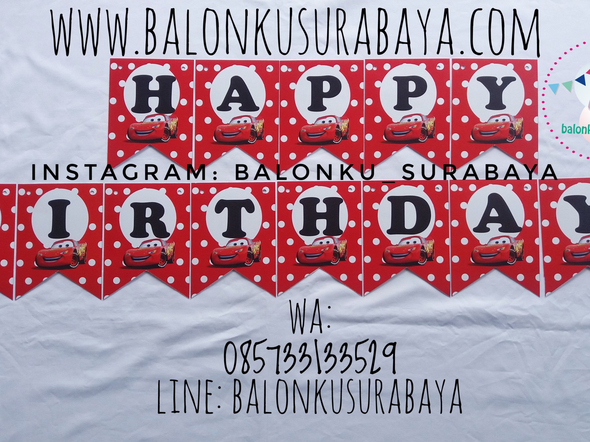 Bunting Flag Custom Nama, Bunting flag Aqiqah, party planner, dekorasi balon, distributor balon, balon print, balon promosi, balon gas