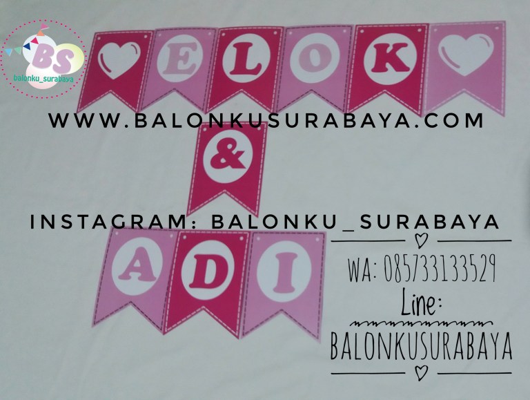 Bunting Flag Custom Nama, Bunting flag Aqiqah, party planner, dekorasi balon, distributor balon, balon print, balon promosi, balon gas
