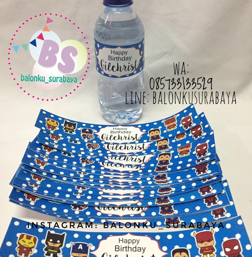 Stiker air mineral, stiker label sweet corner, souvernir ultah