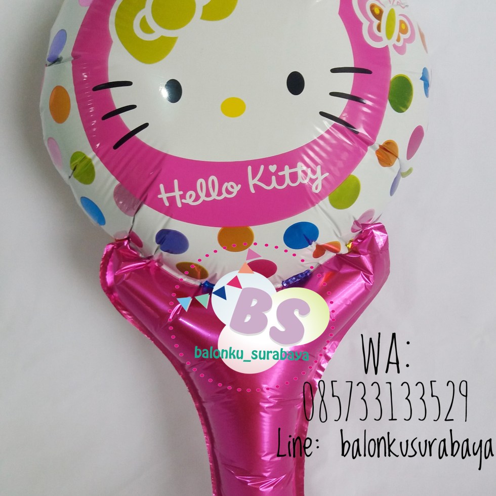 Jual Balon tongkat karakter Hello Kitty, Jual balon foil, Jual balon latex, Balon sablon, Balon Custom, Dekorasi balon, Balon Promosi, Balon gas surabaya