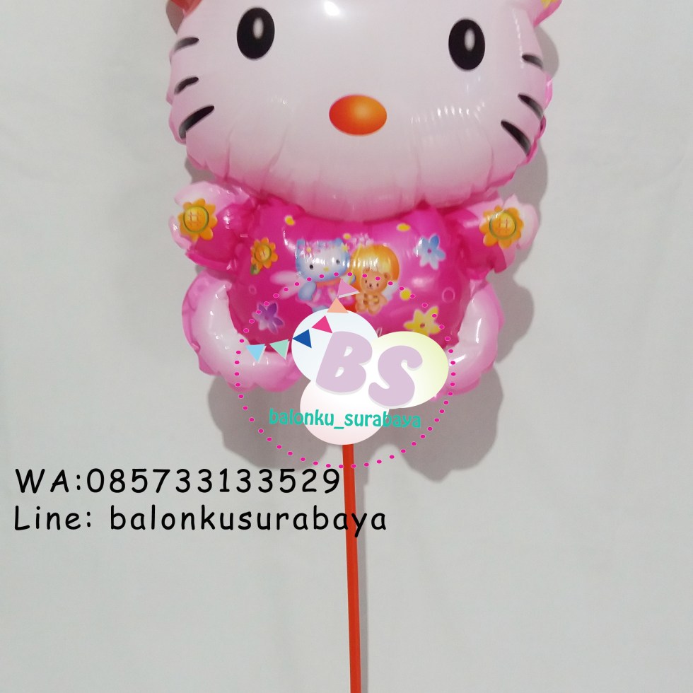 Jual Balon Stick Karakter Hello Kitty, Jual Balon tongkat karakter, Jual balon foil, Jual balon latex, Balon sablon, Balon Custom, Dekorasi balon, Balon Promosi, Balon gas surabaya
