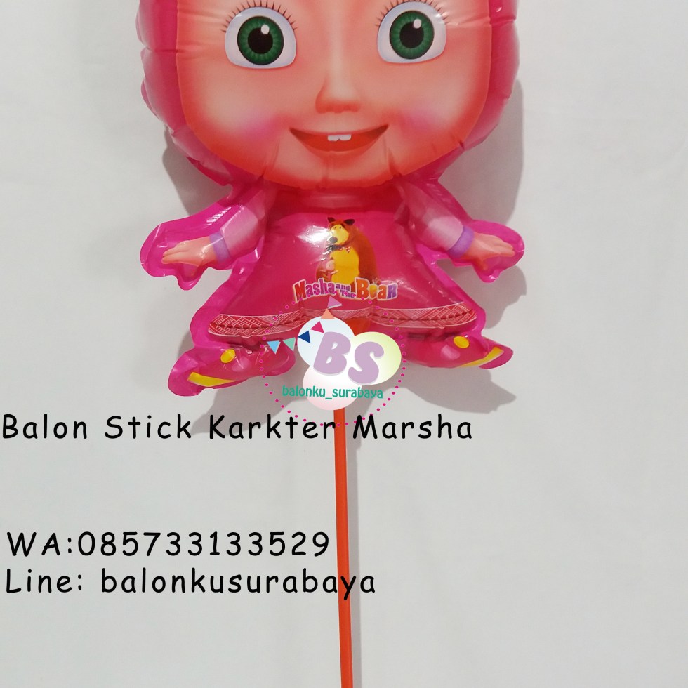 Jual Balon Stick Karakter Marsha, Jual Balon tongkat karakter, Jual balon foil, Jual balon latex, Balon sablon, Balon Custom, Dekorasi balon, Balon Promosi, Balon gas surabaya