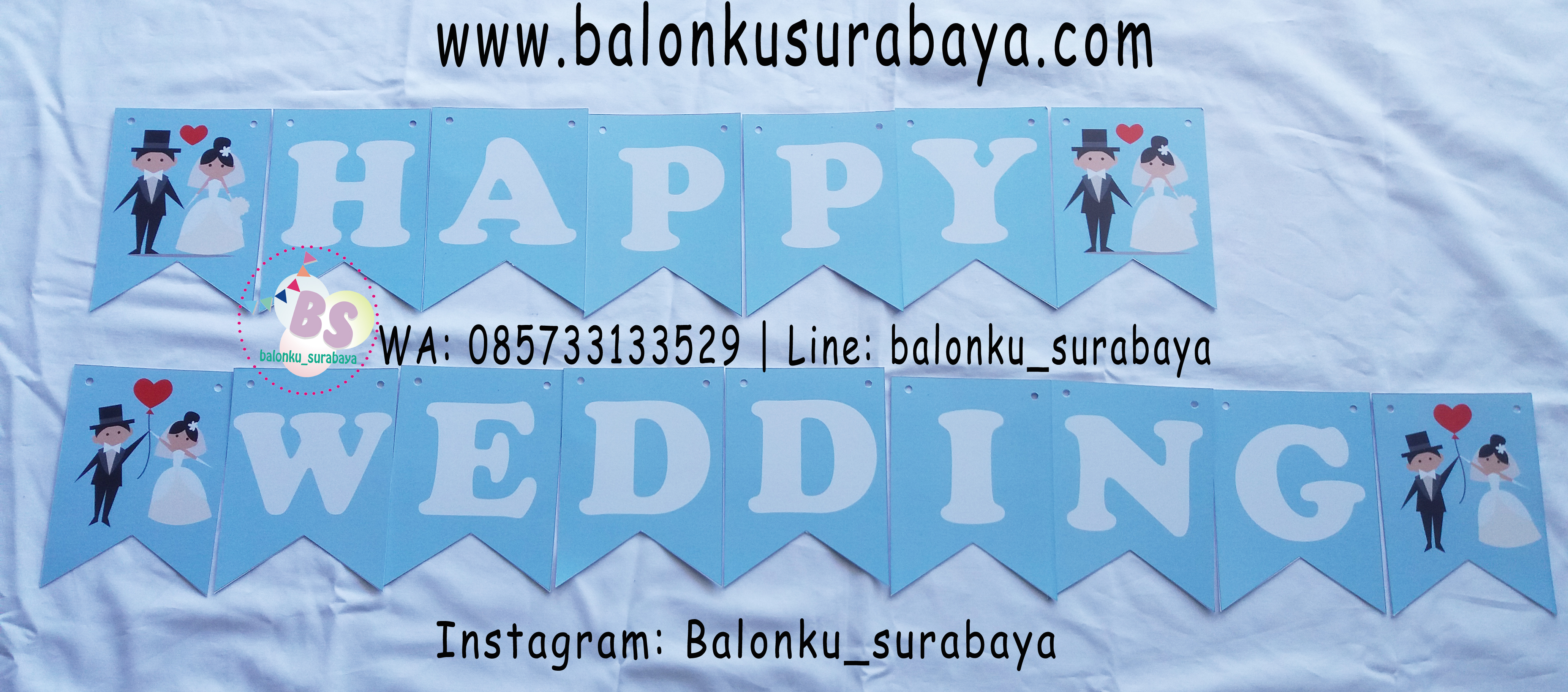 , jual tulisan dinding happy wedding, jual balon gas, toko balon surabaya, alamat toko balon, balon promosi, balon sablon, balon gate, balon print, dekorasi balon, balon dekorasi, balon ulang tahun, supplier balon, balon print