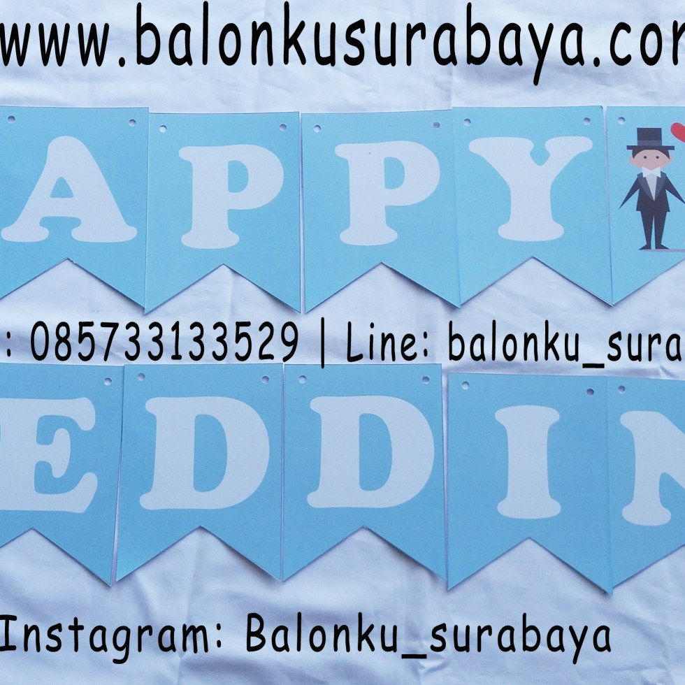 , jual tulisan dinding happy wedding, jual balon gas, toko balon surabaya, alamat toko balon, balon promosi, balon sablon, balon gate, balon print, dekorasi balon, balon dekorasi, balon ulang tahun, supplier balon, balon print