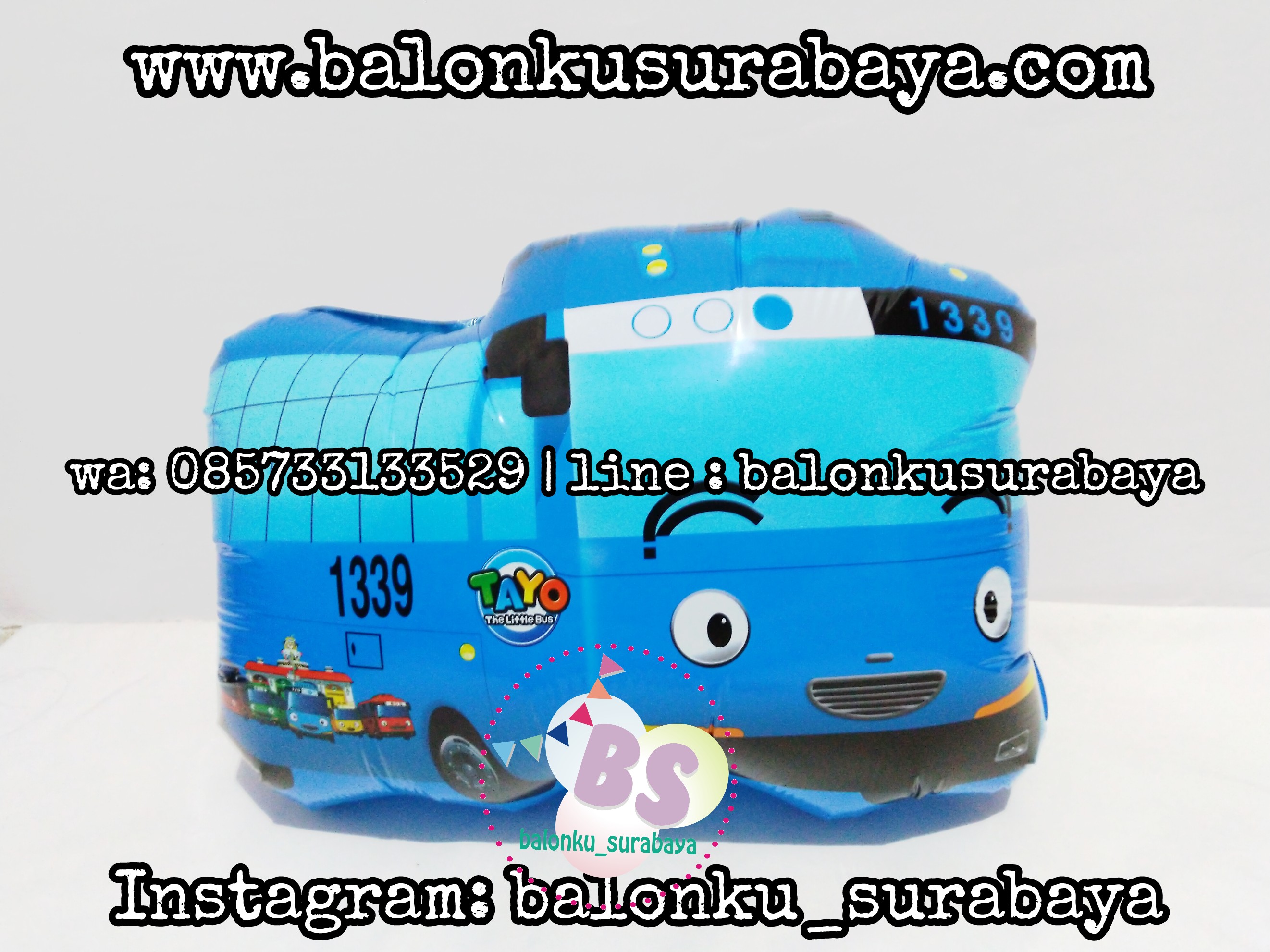 Balon Tayo, Balon Bis Kecil Tayi, balon karakter tayo, balon gas, balon sablon, balon tepuk